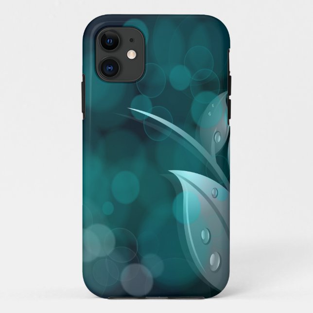 Coques Case-Mate iPhone Feuilles turquoise Bokeh (Dos)