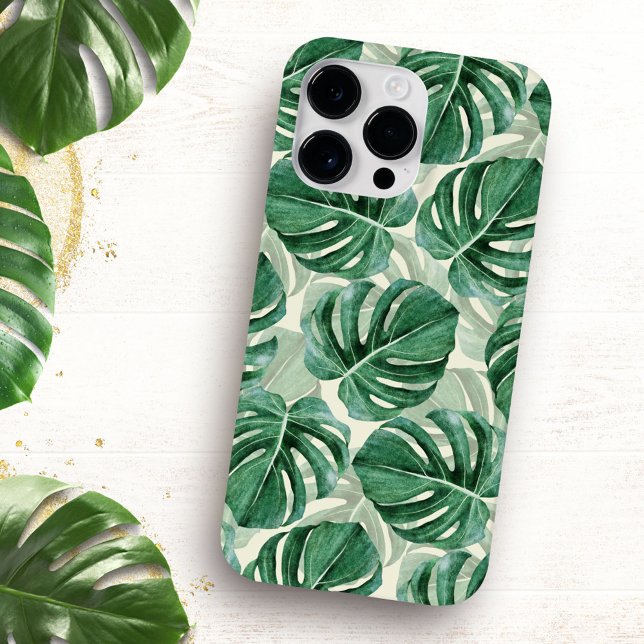 Coques Case-Mate iPhone Feuilles turquoise Green Monstera (Créateur téléchargé)
