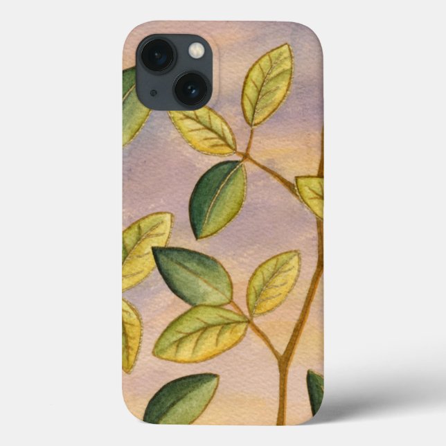 Coques Case-Mate iPhone Feuilles verts et jaunes sur Arrière - plan couche (Verso)