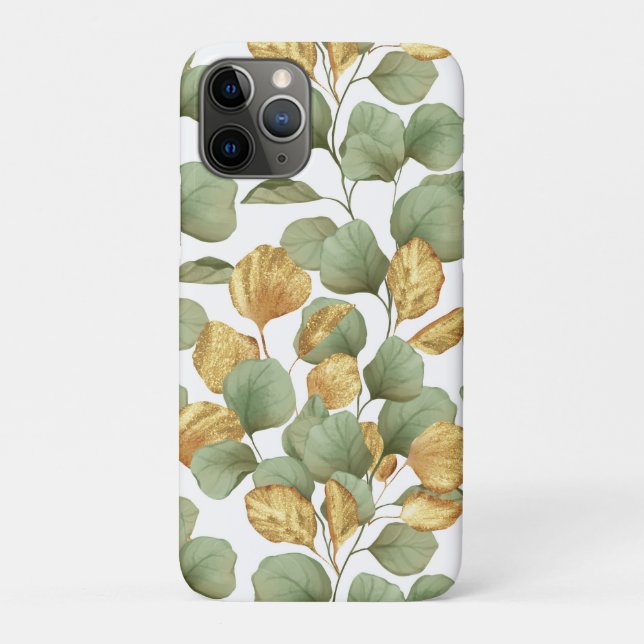Coques Case-Mate iPhone Feuilles verts et or. Motif (Dos)