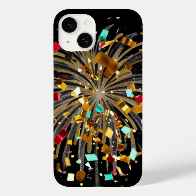 Coques Case-Mate iPhone Feux d'artifice dorés et célébration de confettis (Verso)