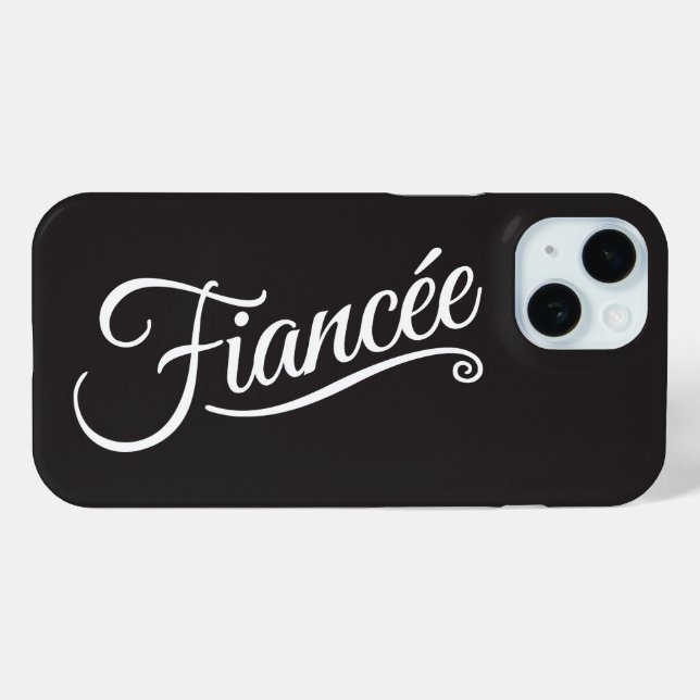 Coques Case-Mate iPhone Fiancée blanche sur noir (Verso (horizontal))