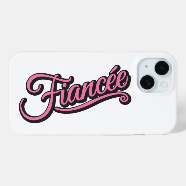 Coques Case-Mate iPhone Fiancée noir/rose sur blanc (Verso (horizontal))