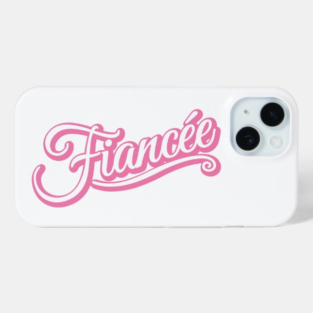 Coques Case-Mate iPhone Fiancée rose/blanc sur blanc (Verso (horizontal))