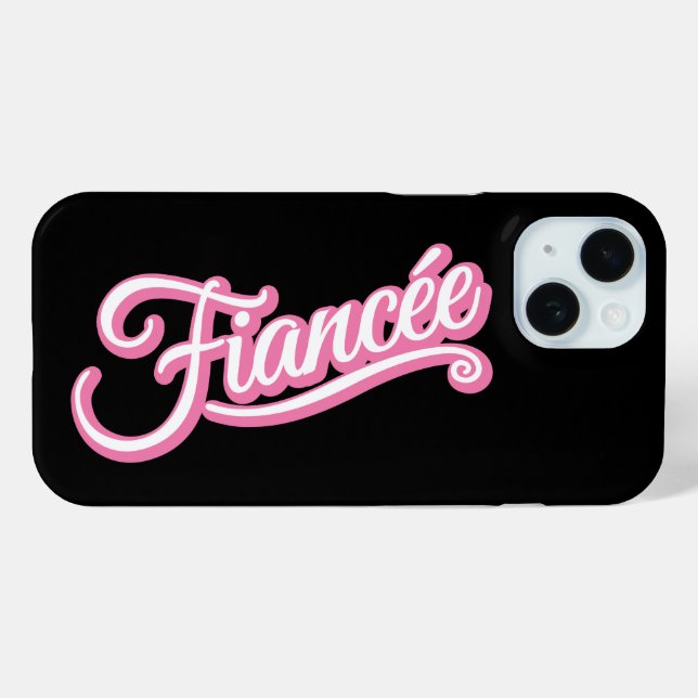 Coques Case-Mate iPhone Fiancée rose/blanc sur noir (Verso (horizontal))