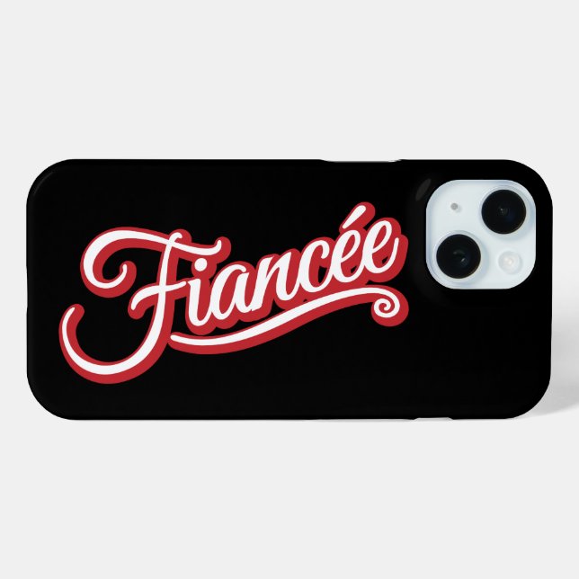 Coques Case-Mate iPhone Fiancée rouge/blanc sur noir (Verso (horizontal))