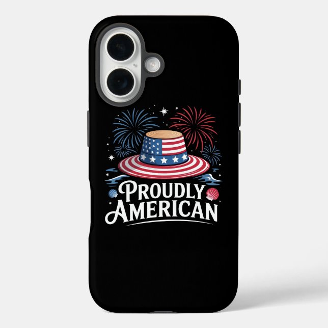 Coques Case-Mate iPhone Fièrement Américain - Patriotic Beach Sunhat (Verso)
