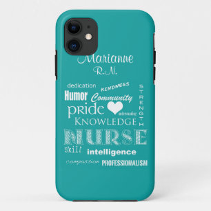 Case-Mate iPhone Case Fierté-Attributs d'infirmière+/Aqua nommé