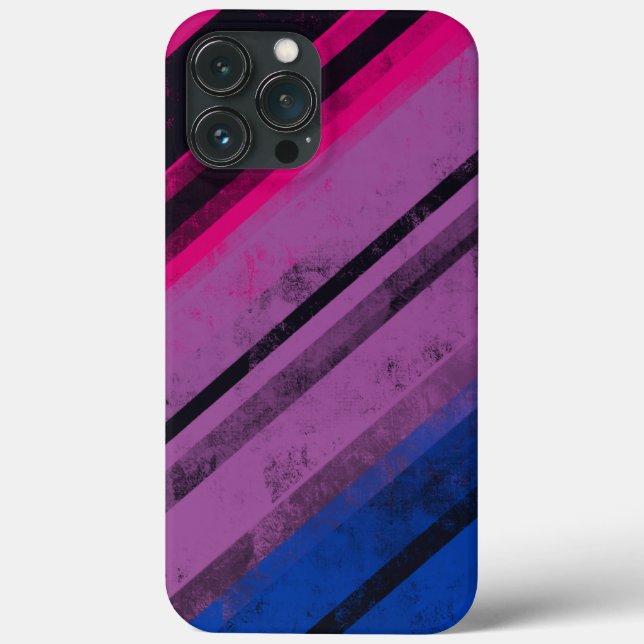 Coques Case-Mate iPhone Fierté Égalité Bi Drapeau Grunge Stripes LGBTQIA (Verso)