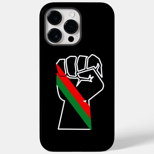 Coques Case-Mate iPhone fierté noire drapeau rouge vert poing panafricain  (Verso)