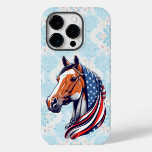 Coque Case-Mate iPhone Fierté patriotique : Cheval de quartier avec drape