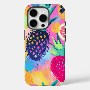 Coque iPhone 16 Pro Fiesta Abstraite de fruits tropicaux Paradise