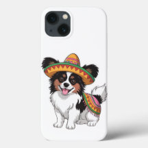 Fiesta Papillon Chien portant Sombrero et Sarape