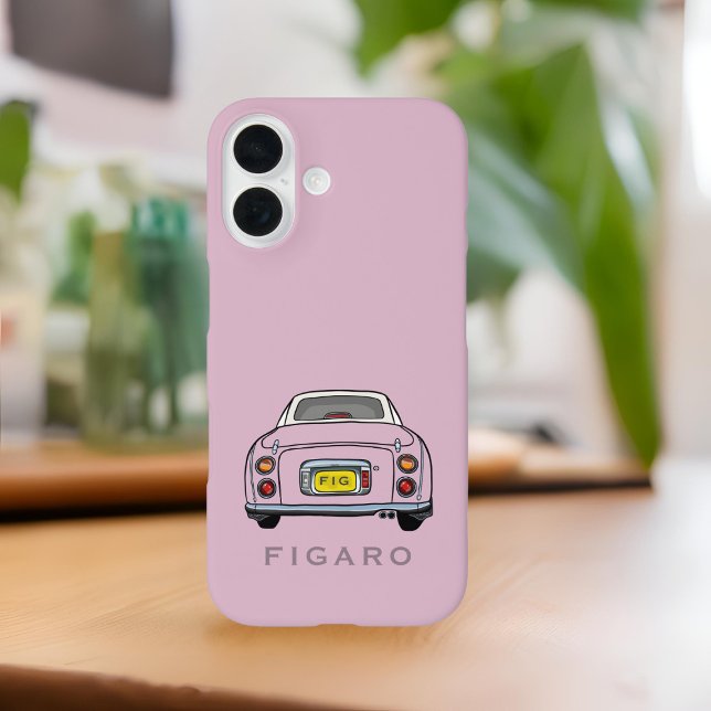 Coques Case-Mate iPhone Figarations Nom Figaro rose Monogramme de voiture (Cute pink figaro phone case with space for your name or initials)