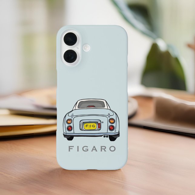 Coques Case-Mate iPhone Figarines Nom Pale Aqua Figaro Voiture Monogramme (Cute pale aqua figaro phone case with space for your name or initials)