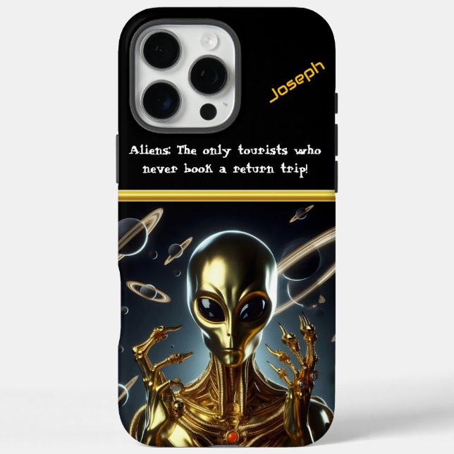 Coques Case-Mate iPhone Figure Alien dorée parmi les anneaux cosmiques à l (Verso)