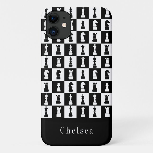 Coques Case-Mate iPhone Figures de jeu d'échecs motif noir et blanc nom (Dos)