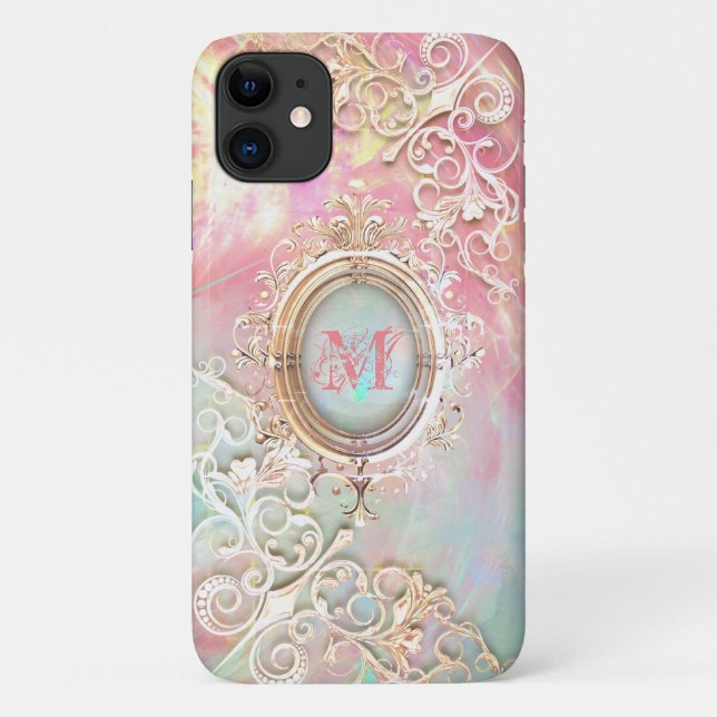 Coques Case-Mate iPhone filigrane victorien pierre opalescente (Dos)