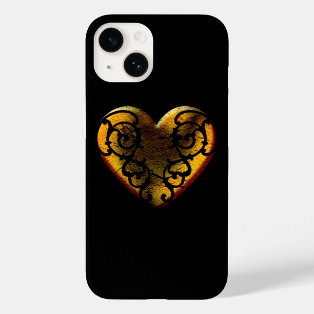 Coques Case-Mate iPhone Filigree Goth Gold Heart (Verso)