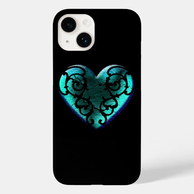 Coques Case-Mate iPhone Filigree Goth Ice Blue Heart (Verso)