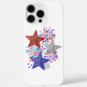 Coque iPhone 16 Pro Max Fille 4 juillet Femmes Rouge Blanc Bleu Étoile Amé