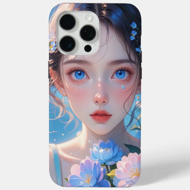 Coques Case-Mate iPhone fille anime yeux bleus (Verso)