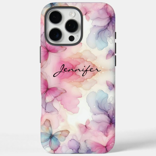 Coques Case-Mate iPhone Fille Aquarelle Papillon iPhone (Verso)