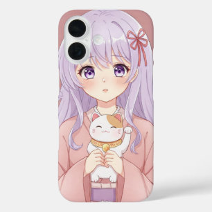 Coque Pour iPhone 16 Fille avec Maneki-Neko par Natasha Us