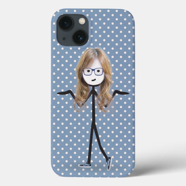 Coques Case-Mate iPhone Fille Bâton Avec Cheveux Blonds sur Points (Verso)