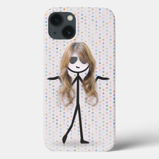 Coques Case-Mate iPhone Fille bâton avec des cheveux sur des points (Verso)
