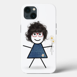 Case-Mate iPhone Case Fille Bâton Avec Lunettes Rouges et Marguerites