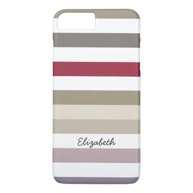 Coques Case-Mate iPhone Fille Beige Rouge Gros Rayures Horizontales Avec N (Dos)