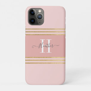 Case-Mate iPhone Case Fille Blush Rose or Monogramme Bande