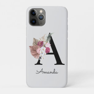 Case-Mate iPhone Case Fille Boho rose moderne Floral Initiale A