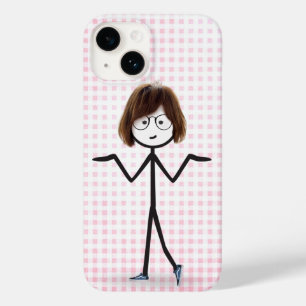 Coque Case-Mate iPhone Fille bonhomme allumette avec baskets sur vichy
