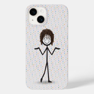 Coque Case-Mate iPhone Fille bonhomme allumette avec cheveux et lunettes