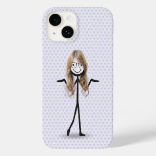 Coque Case-Mate iPhone Fille bonhomme allumettes avec cheveux et lunettes
