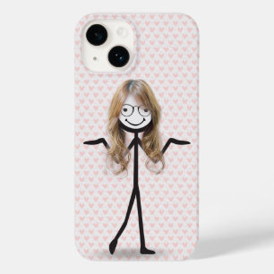 Coque Case-Mate iPhone Fille bonhomme allumettes avec cheveux et lunettes