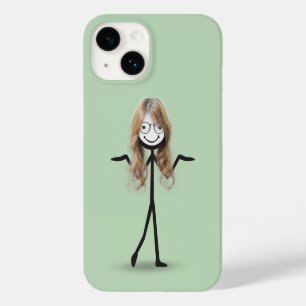 Coque Case-Mate iPhone Fille bonhomme allumettes avec cheveux et lunettes