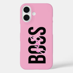 Coque Pour iPhone 16 Fille Boss Rose Noir