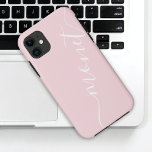 Case-Mate iPhone Case Fille Chic manuscrit Nom de script rose Personnali<br><div class="desc">Girly Chic manuscrit Nom de script rose Personnalisé iPhone 11 Coque</div>