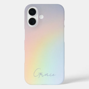 Coque Pour iPhone 16 Fille Colorée Ombre Rainbow Glam