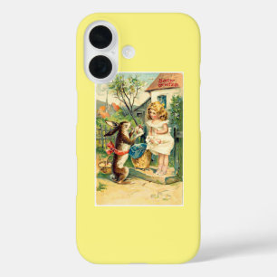 Coque Pour iPhone 16 Fille de fête & Bunny Pâques Vintage -