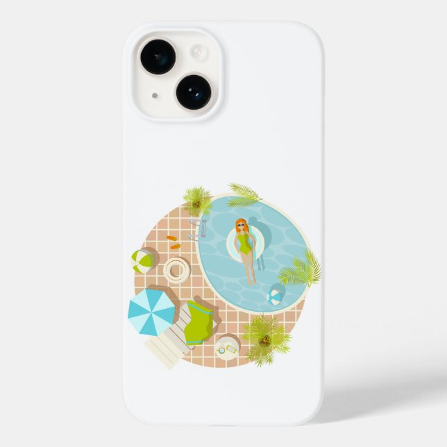 Coques Case-Mate iPhone fille de fête en piscine en bikini été plage  (Verso)