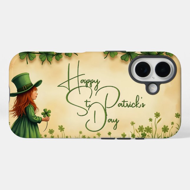 Coques Case-Mate iPhone Fille de la Saint-Patrick avec des trèfles (Verso (horizontal))