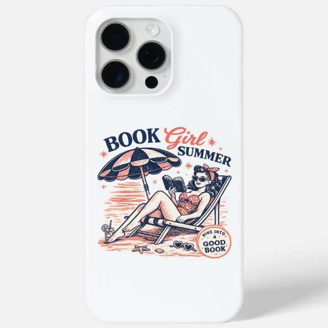 Coques Case-Mate iPhone Fille de livre de lecture de plage rétro Été (Verso)