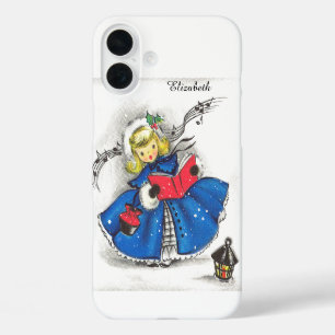 Coque Pour iPhone 16 Plus Fille de Noël vintage festive