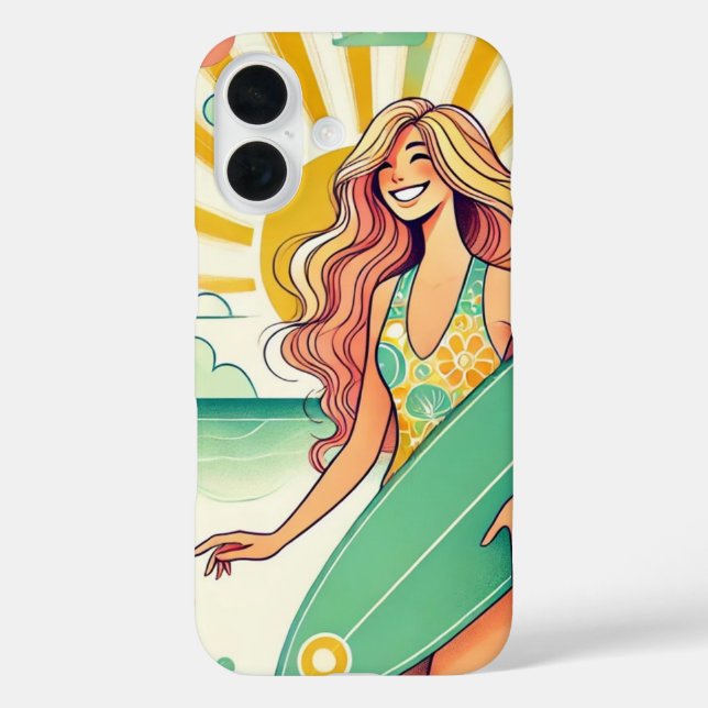Coques Case-Mate iPhone Fille de surfeur avec planche de surf (Verso)