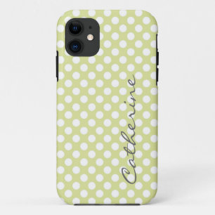 Coque Case-Mate iPhone Fille douce pois vert citron personnalisé