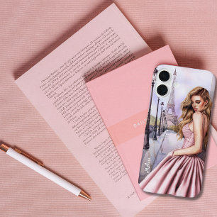 Coque Pour iPhone 16 Plus Fille élégante et mignonne près de la Tour Eiffel,